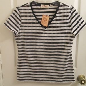 VINTAGE COTTON Black / White clear sequin Shirt